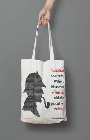 Education Never Ends Cotton Printed Tote Bag